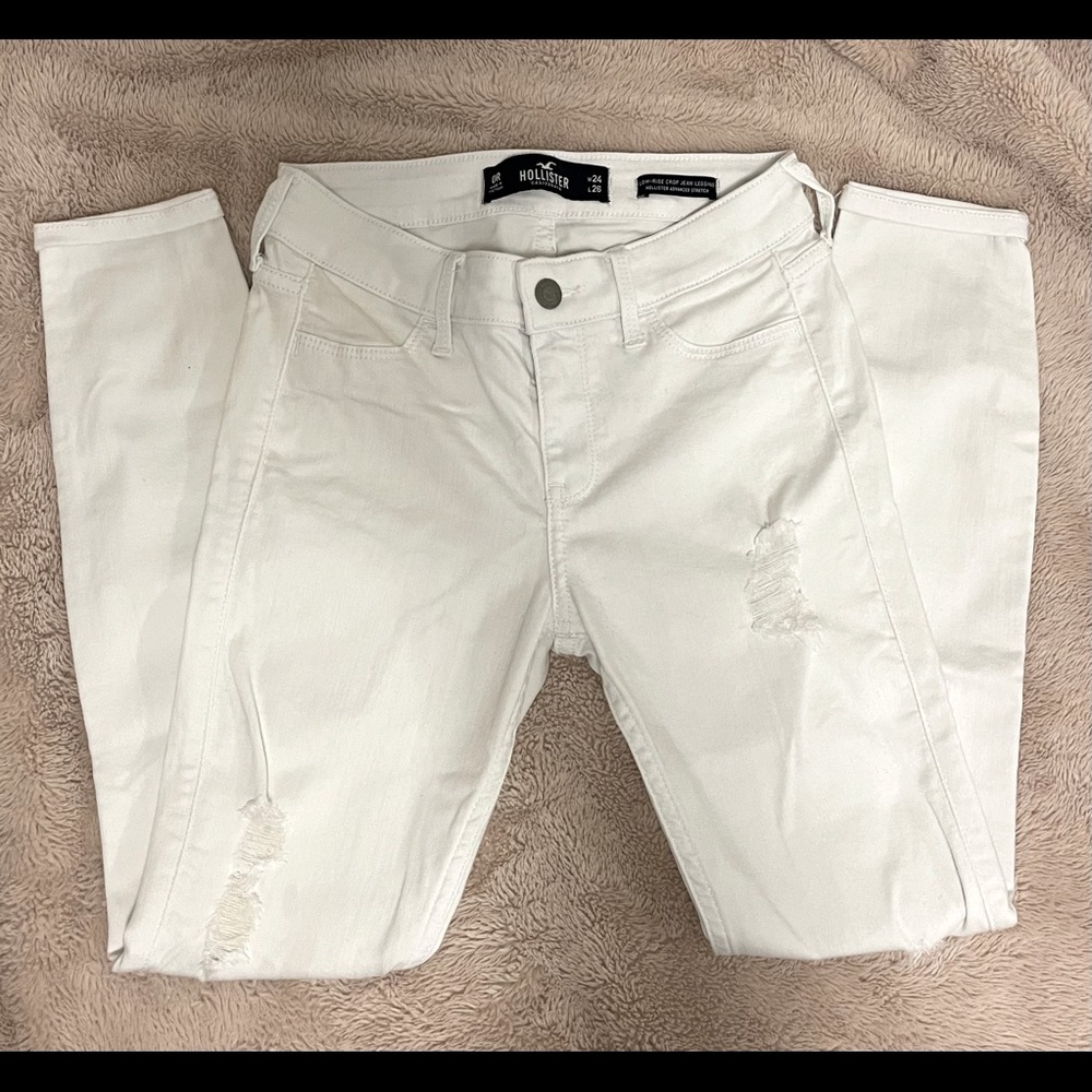Hollister Jeans (White) - Low-rise crop jean leggings